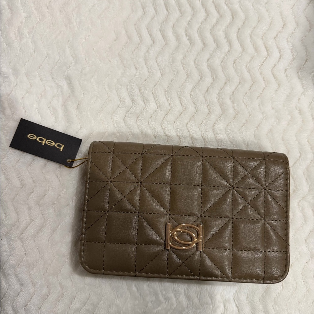 Bebe Tan Quilted Card Holder